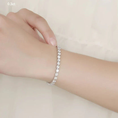 3 Prong 2.5mm 3mm Full D Color Moissanite Diamond Tennis Bracelet for Women 925 Silver Link Chain Spring Buckle Bracelets