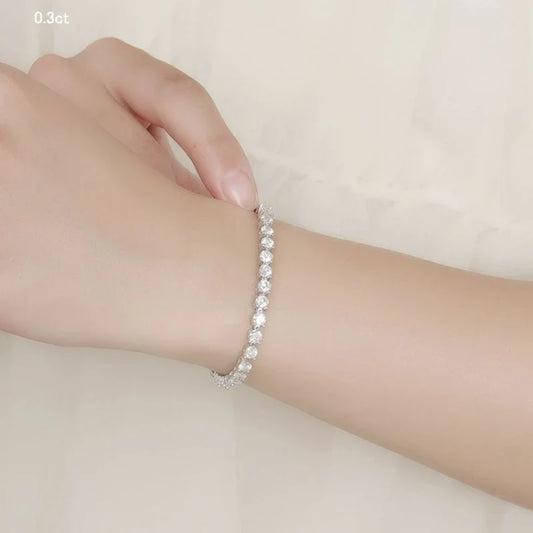 3 Claw 2.5/3mm Full D Color Moissanite Diamond Tennis Bracelet Hidden Buckle for Women Man 925 Silver Link Chain Bracelets