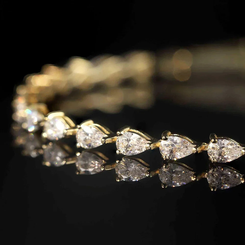 Full Moissanite Tennis Bracelet For Women S925 Sterling Silver Pear Lab Diamond Sparkling Luxury Fine Jewelry