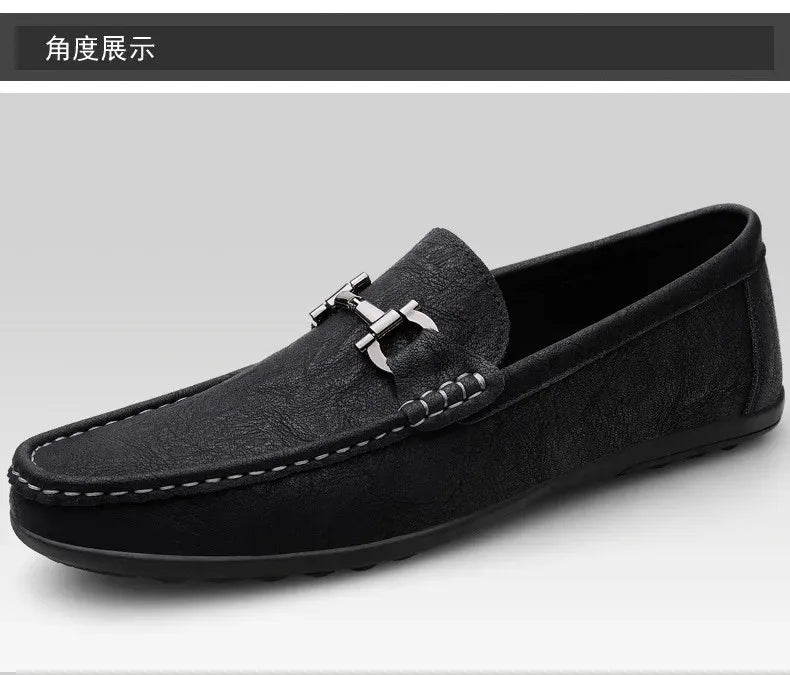 Men's shoes large size simple men's lazy casual shoes for men's black light driving loafers men's shoes leather shoes