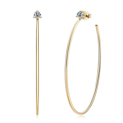 Sparkling Real D Color 0.3CT 4mm Big Moissanite Hoop Earrings For Women S925 Sterling Silver Diamond Earring Fine Jewelry