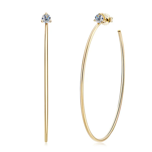 Sparkling Real D Color 0.3CT 4mm Big Moissanite Hoop Earrings For Women S925 Sterling Silver Diamond Earring Fine Jewelry