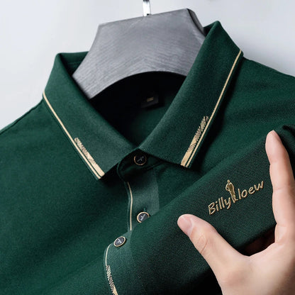 High End Brand 2024 Men's Summer New Luxury Printed Polo Shirt Trend Casual Breathable Versatile Lapel T-shirt Men's Clothing