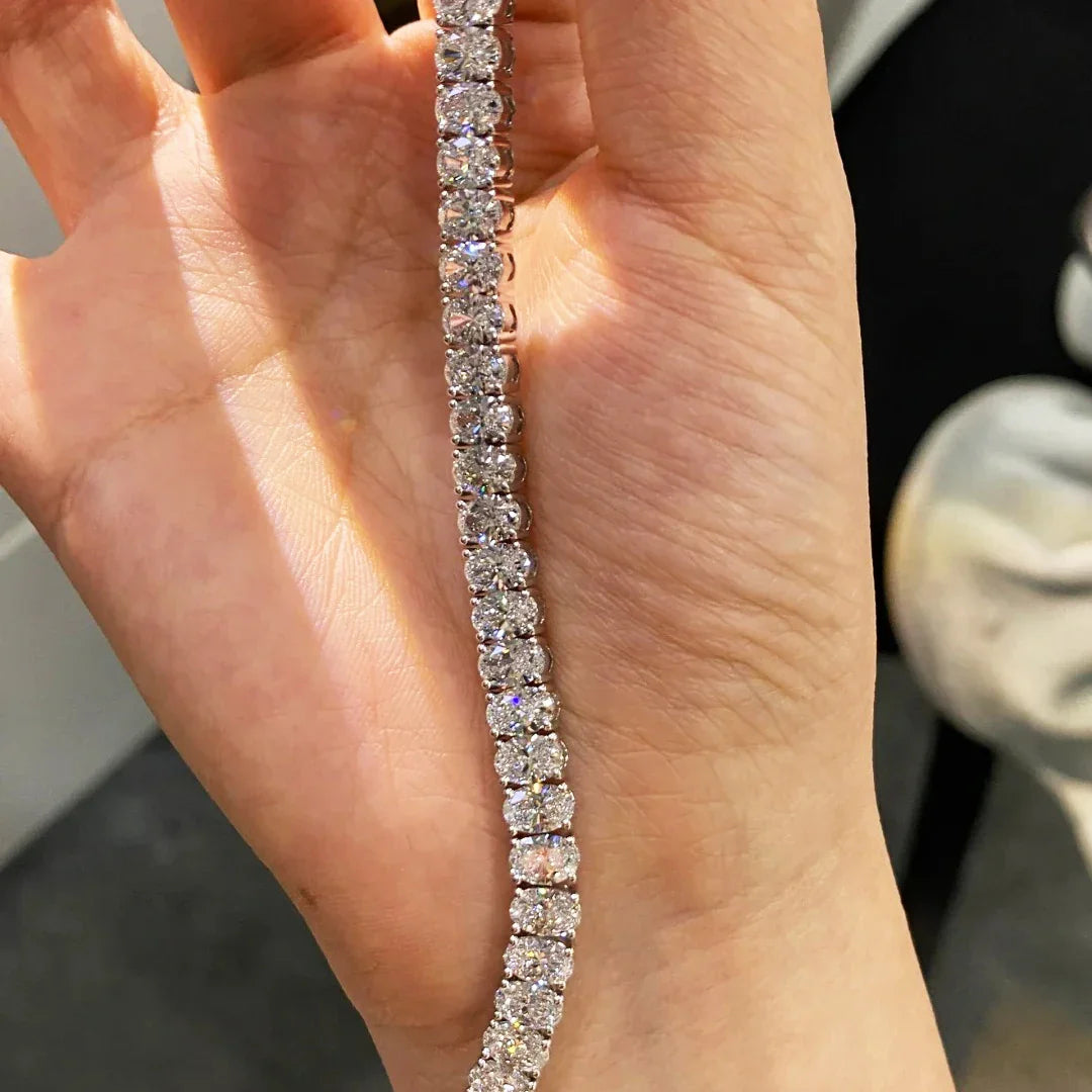 0.5Carat Oval Cut Moissanite Tennis Bracelets S925 Silver 18K Gold Plated for Women Men HipHop Jewelry Gifts GRA Certified