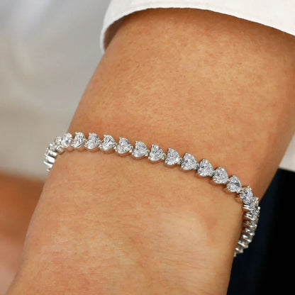 3/5/6.5mm Heart Cut Moissanite Tennis Bracelet with Certificates 925 Sterling Silver Sparkling Diamond Bracelets for Women