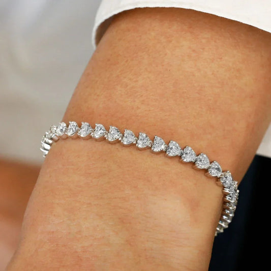 3/5/6.5mm Heart Cut Moissanite Tennis Bracelet with Certificates 925 Sterling Silver Sparkling Diamond Bracelets for Women