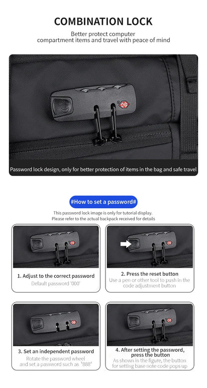 Men's Backpack with Expandable Vacuum Compression, Large Capacity, Dry and Wet Separation, Multifunctional Business Backpack for Short Business Trips