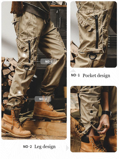 Autumn Men's Cargo Pants New Multi-Pocket Tactical Casual Pants Straight Leg Fashion Tactical Trousers Elastic Waist Cargo Pants