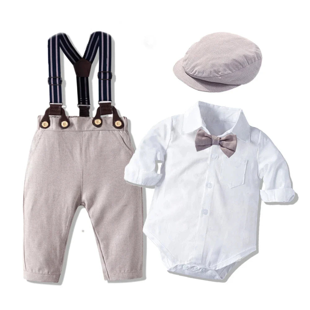 Kid Boy Formal Birthday Outfit Suit Toddler Gentleman Wedding Striped Vest Shirt 1-6 Years Baby Pants Boys Ceremony Outerwear