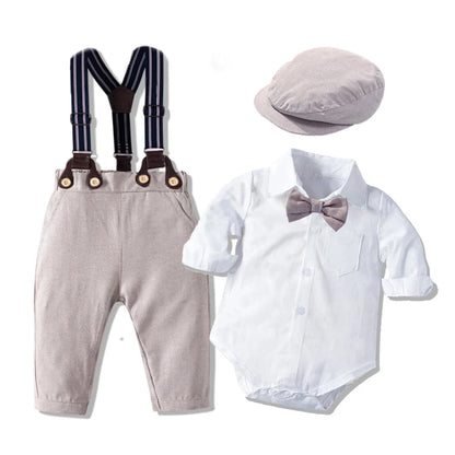 Kid Boy Formal Birthday Outfit Suit Toddler Gentleman Wedding Striped Vest Shirt 1-6 Years Baby Pants Boys Ceremony Outerwear