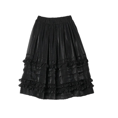 Half length skirt 2025 imakokoni Xia Sen style artistic bright yarn light and thin lace layered A-line skirt 255049
