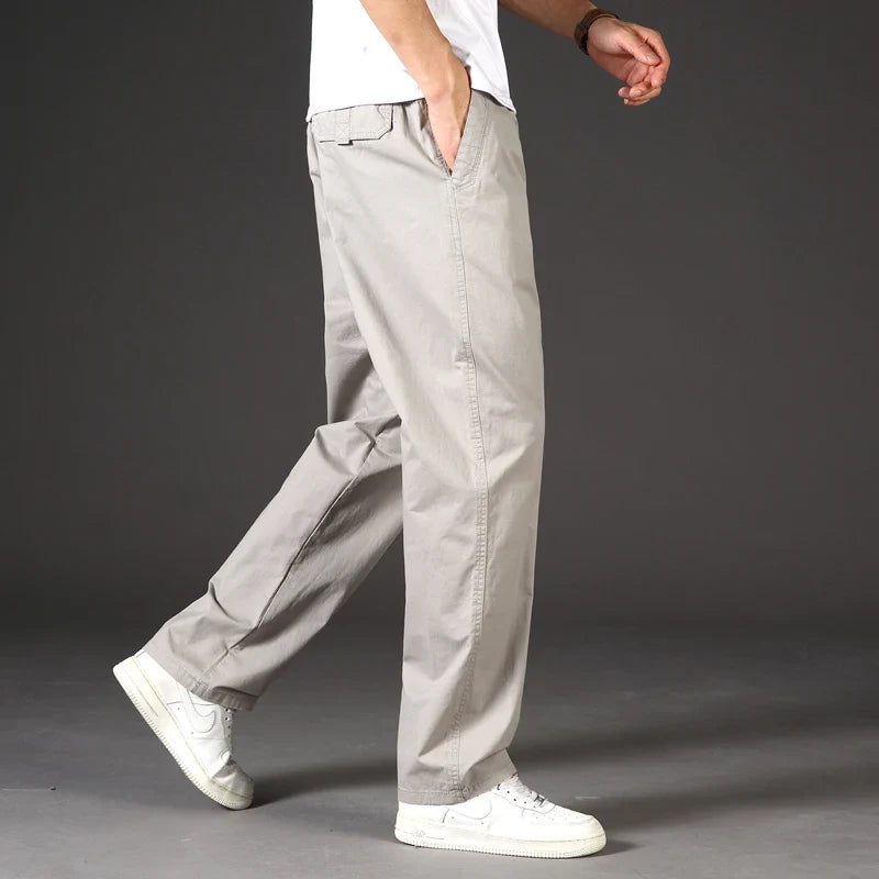 Big Size Men's Cargo Pants Casual Loose Straight Pants Cotton Long Trousers Zipper Pockets Mens Jogger Pants 5XL 6XL
