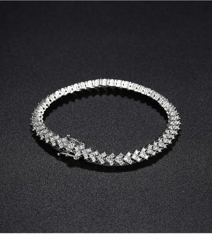 Rhombus Shape Full 1.2mm D Color Moissanite Tennis Bracelet For Women 925 Silver Plated 18k Diamond Link Chain Bracelets