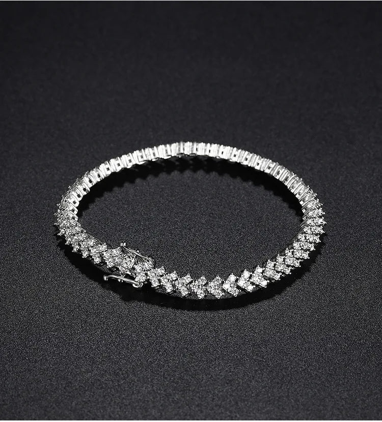 2025 New In Rhombus Shape Full 1.2mm D Color Moissanite Tennis Bracelet For Women 925 Silver Diamond Link Chain Bracelets