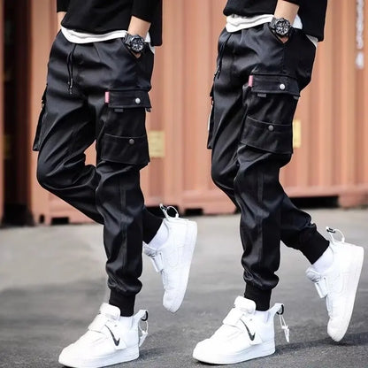 Classic Running Streetwear Casual Men's Satin Belt Harem Jogging Pants Men's Slim Fit Spring Work Pants Multi Pocket Men's Pants