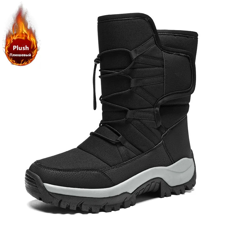 Men's Winter Shoes Waterproof Men's Boots Warm Plush Couple Snow Boots Outdoor Non-slip Hiking Boots Men Work Ankle Boots