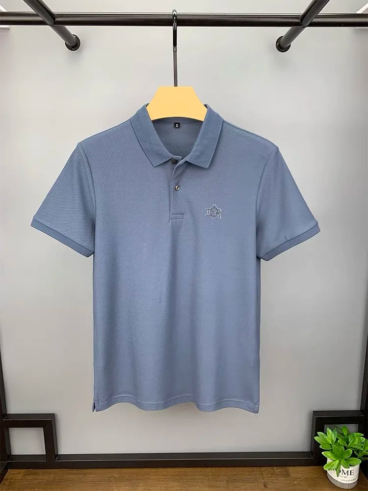 High end 100% cotton short sleeve T-shirt men's lapel top 2024 summer new designer brand embroidery fashion casual polo shirt