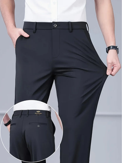 Men's Business Casual Dress Pants, Straight Leg Stretch Trousers, Formal Office Work Pants, Lightweight Breathable All-Season