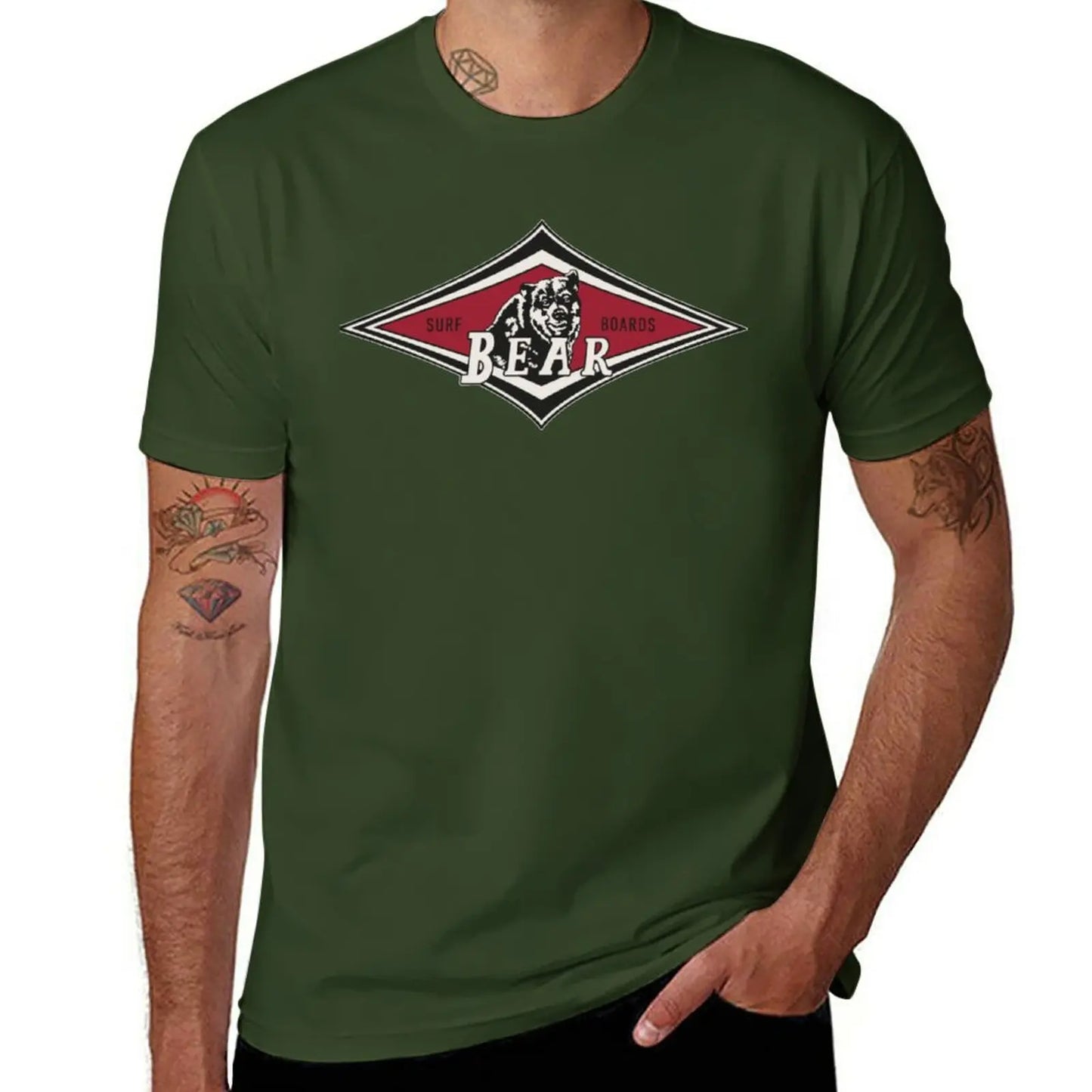 New Vintage Surfing Bear Big Wednesday cult Surfboard surf logo diamond retro T shirt T-Shirt T-Shirt