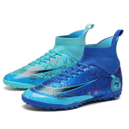 Fashion Men Professional Soccer Shoes Outdoor Cleats Unisex Ultralight Long Spikes Futsal Training Shoes Red Football Boots Men
