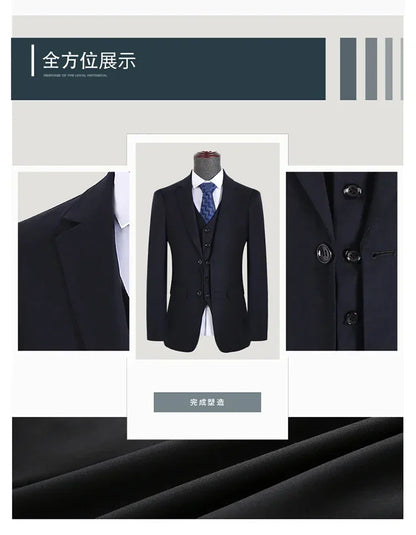 S-7XL Suit New (Blazer+ Vest + Pants) Korean Version of Slim-fit Work Clothes Fashion Business Men Casual Wedding Gentleman Suit