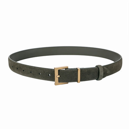 Fashion Suede Cowhide Women‘s Belts Genuine Leather 2.8cm Wide Belt Metal Buckle Women Belt Matched Dress Jeans Skinny Girdle