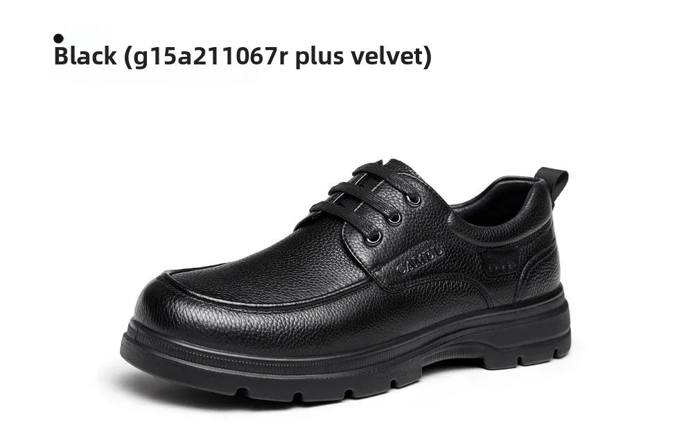 Golden Camel Men's Shoes 2026 New Business Casual Soft Sole Leather Shoes Brand Design Soft Soles Non-slip Velvet Warm Loafers