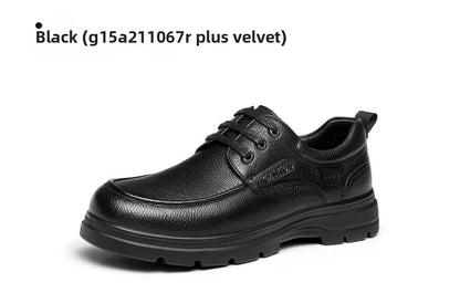 Golden Camel Men's Shoes 2026 New Business Casual Soft Sole Leather Shoes Brand Design Soft Soles Non-slip Velvet Warm Loafers