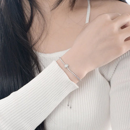 100% Real 1.7CT Round Cut Full Moissanite Tennis Bracelet for Woman Girl Party S925 Sterling Silver Diamond Link Bracelets