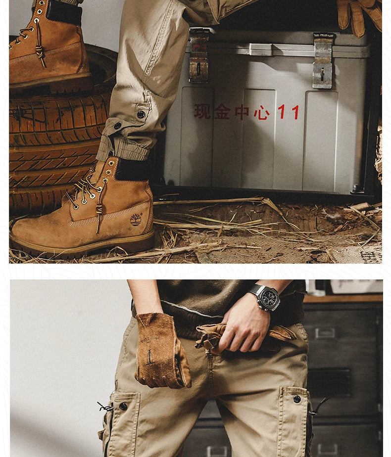 Autumn Men's Cargo Pants New Multi-Pocket Tactical Casual Pants Straight Leg Fashion Tactical Trousers Elastic Waist Cargo Pants