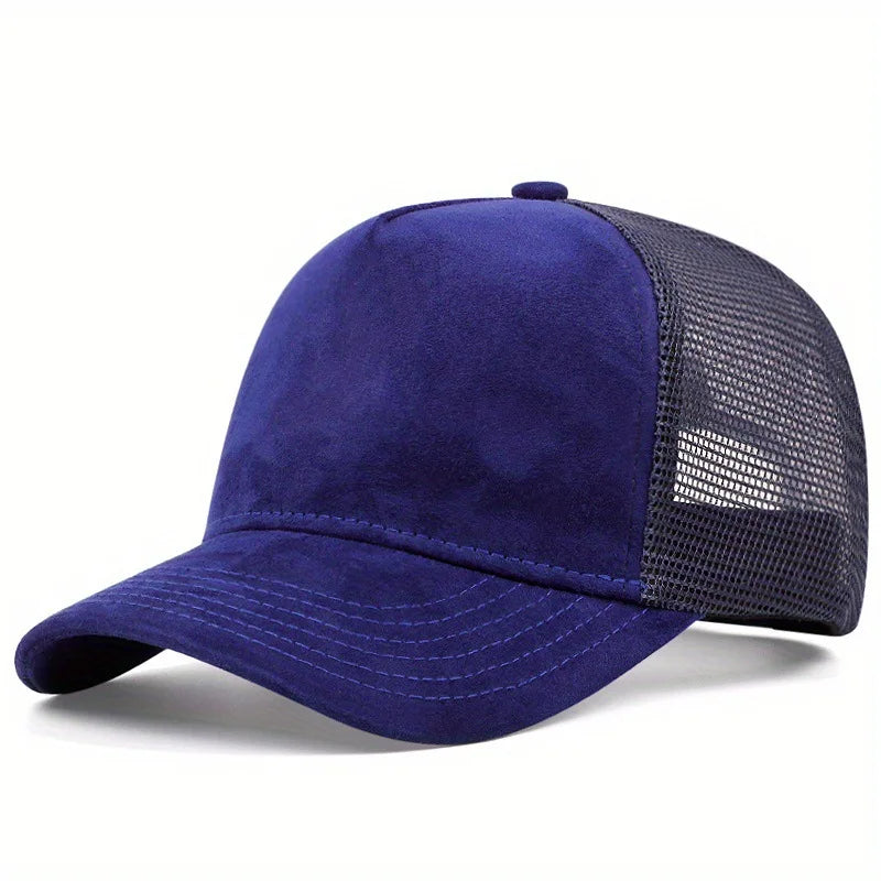 Unisex 5 panel Mesh Suede Trucker Hat  Men Baseball Cap Spring Summer Breathable Sports Hats