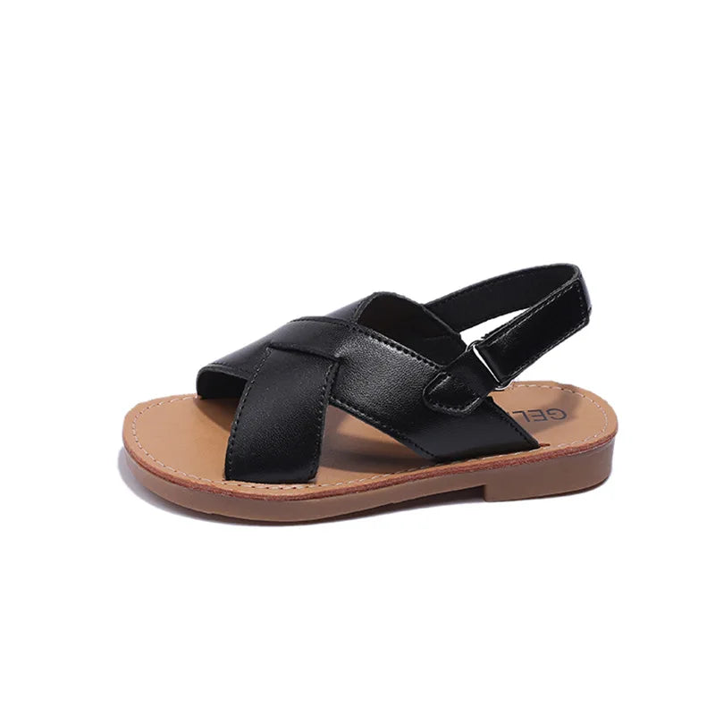 Size 21-35 Boys Girls Sandals 2026 Summer Children Beach Shoes Kids Fashion Cross-tied Anti-sliperry Soft Simple New Hot I10089