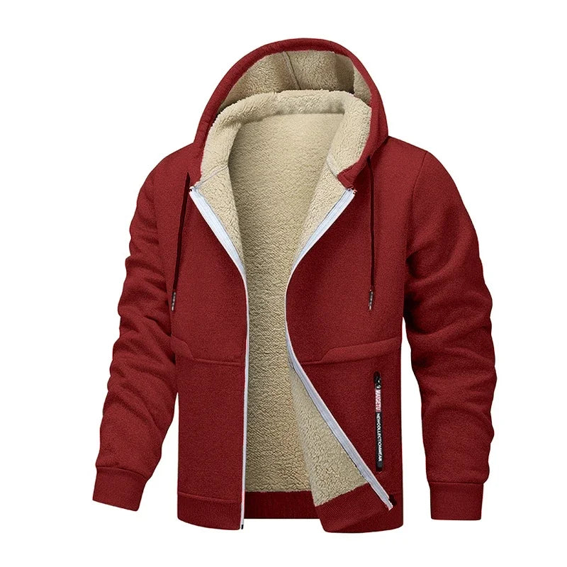 Animal Game Mens Casual Hooded for Men Fleece Sweatshirt Thick Sherpa Lined Hoodies Zipper Jacket Thick Heavyweight Sweatshirts
