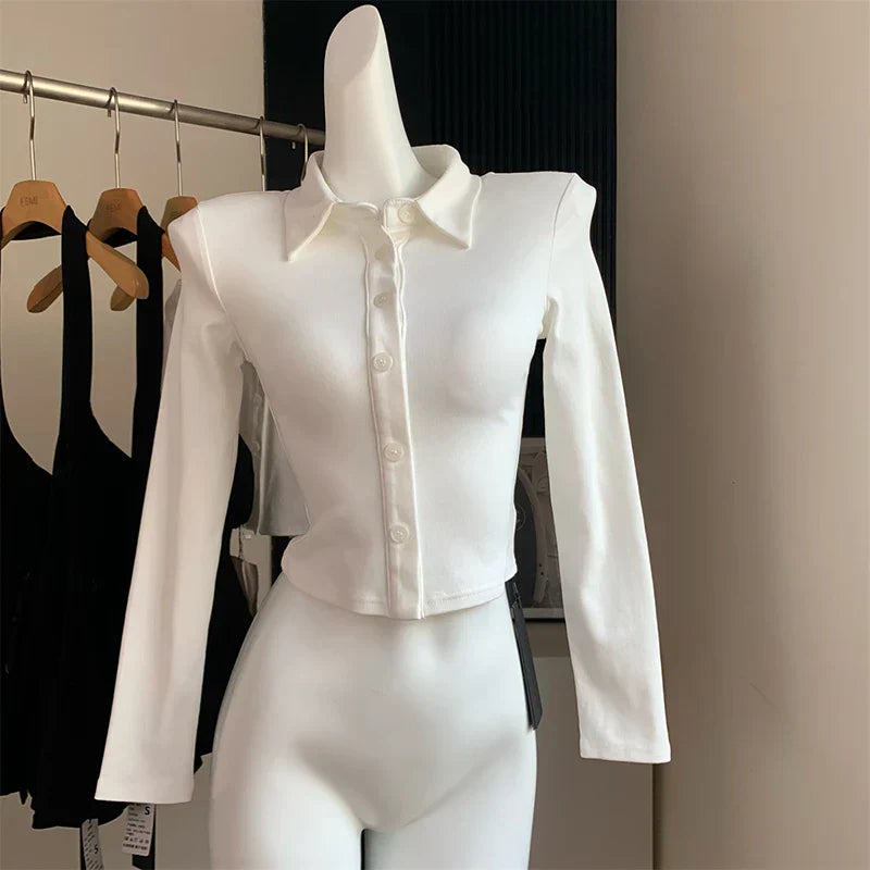 Two Piece New Sexy Chic Halter Female Dresses Basic Polo Neck Fashion Button Shirt Slim Simple A-line XS-L Women Dress
