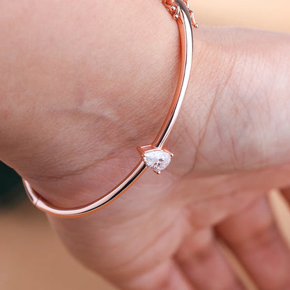 1CT Solitaire Waterdrop Moissanite Bangles for Women 925 Sterling Silver Pear Cut Diamond Bracelet with Certificate Fine Jewelry
