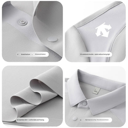 men's new summer brand short sleeves seamless polo shirt lapel printing high quality patchwork t-shirt leisure sports men's wear
