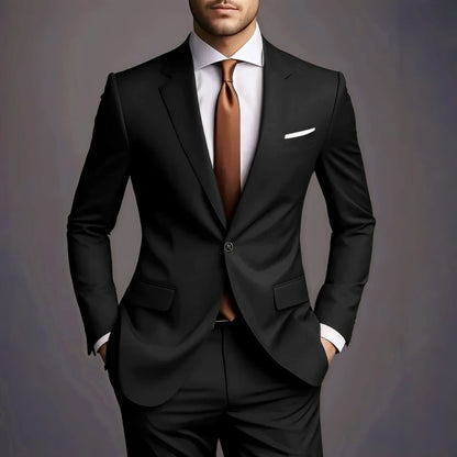 Elegant Men's Suits 2 Piece Set Fashion Korean Casual Slim Fit Social Groom Wedding Tuxedo