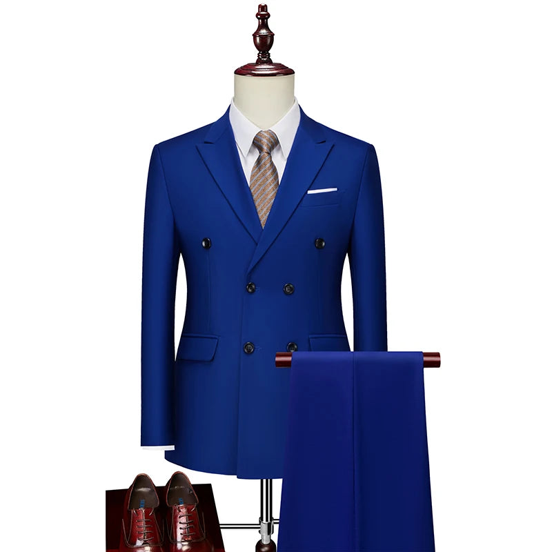 Men's Slim Fit 2 Piece Suit Elegant Business Wedding Party Blazer Jacket PantsElevate Your Look