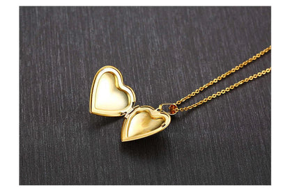 Light Heart Locket Pendants for Women Men Openable Photo Frame Glossy Stainless Steel Necklaces Family Love Collar