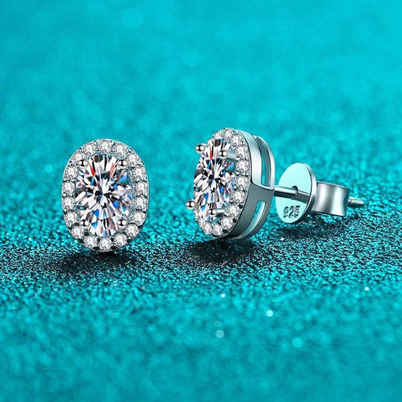 0.5CT 1CT Certified Moissanite Stud Earrings for Women Bride Classic Wedding Jewelry 100% 925 Sterling Silver