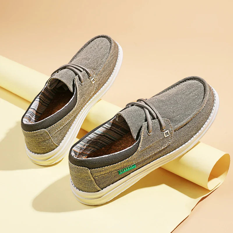 Men's Canvas Shoes Retro Loafers Lightweight Flats Leisure Footwear Male Summer Moccasin Men Casual Business Shoe