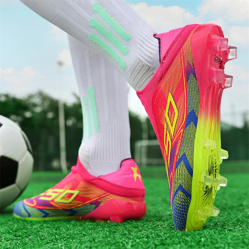 New Men Soccer Shoes Training TF/FG Outdoor Sport Football Boots Adult Long Spikes Non Slip Cleats Breathable Match Comfortable