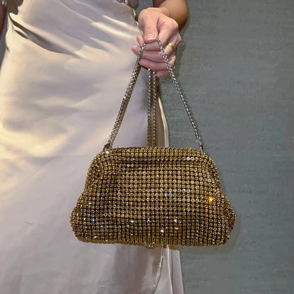 Luxury Glitter Cloud Bag Women's Handbag Crystal Shiny Rhinestones Diamond Evening Bag Wedding Party Clutch Purse Shoulder Bags