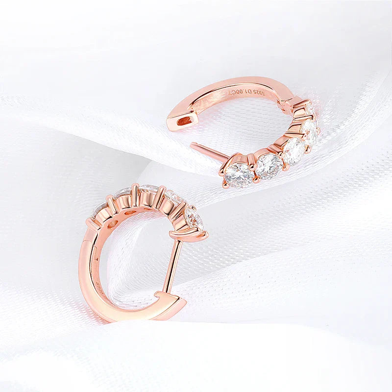 Each 0.2CT 3.5mm Certified All Moissanite Hoop Earrings for Women Classic Sparkly Bridal Jewelry Pure 925 Plated 18K