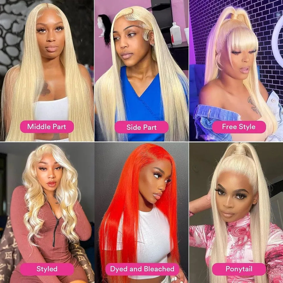 Straight Human Hair Wigs 613 Blonde 13X6 Hd Lace Frontal Wig 220 Density 13X4 Lace Front Wigs Human Hair 38 Inch Pre Plucked Wig
