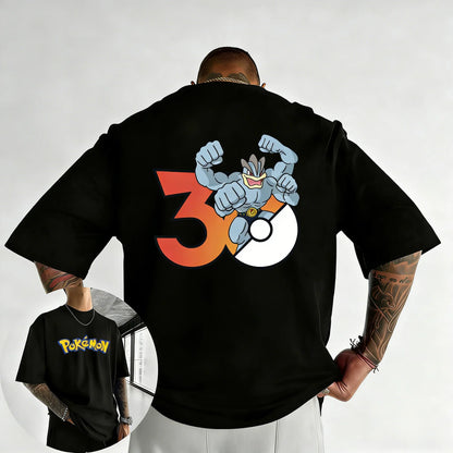 30th Anniversary Machamp Printed T-shirt Summer New Men's and Women's Loose Casual Hip Hop Trendy Short Sleeve Top