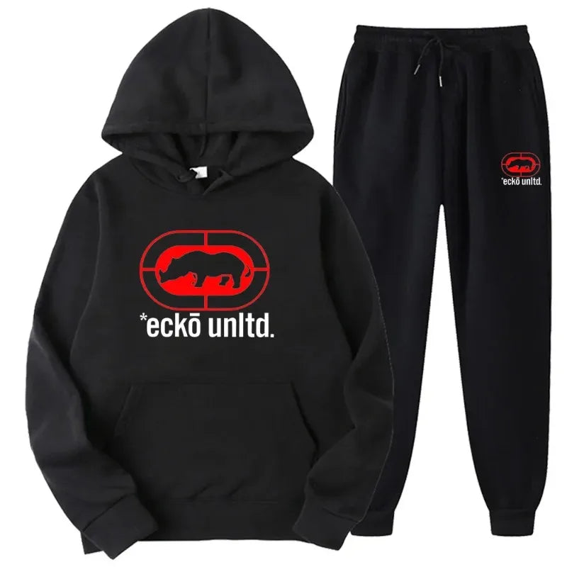 Ecko Unltd. Rhino Logo Sweatsuit  Hoodie and Joggers Two-Piece Set  Urban Street Fashion Casual Athletic Wear