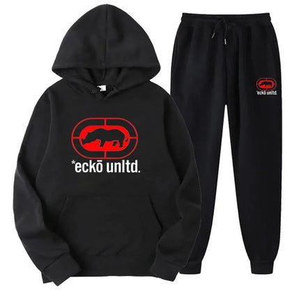 Ecko Unltd. Rhino Logo Sweatsuit  Hoodie and Joggers Two-Piece Set  Urban Street Fashion Casual Athletic Wear