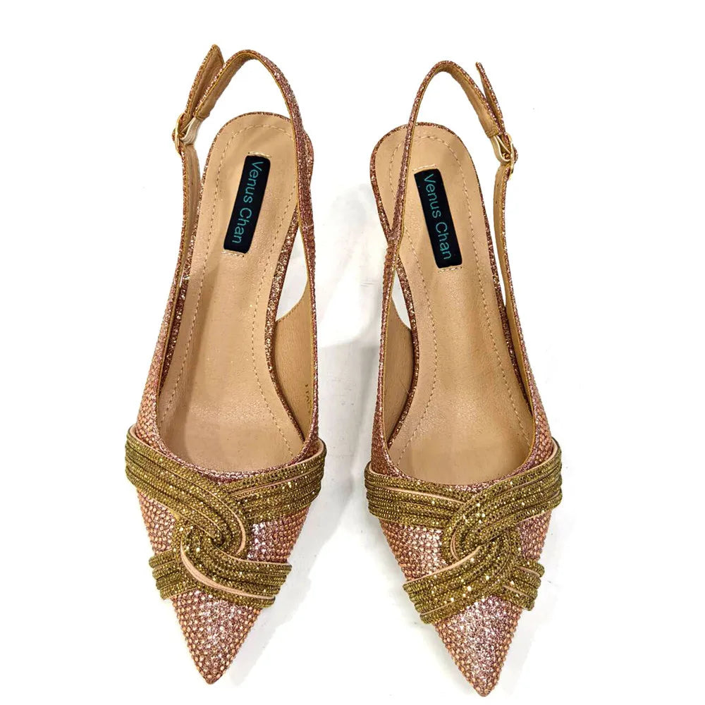 Temperament New Women's Shoes Wedding Shoes Ladies Dress Shoes Rhinestone Leather Italian Elegant Women Party Pumps