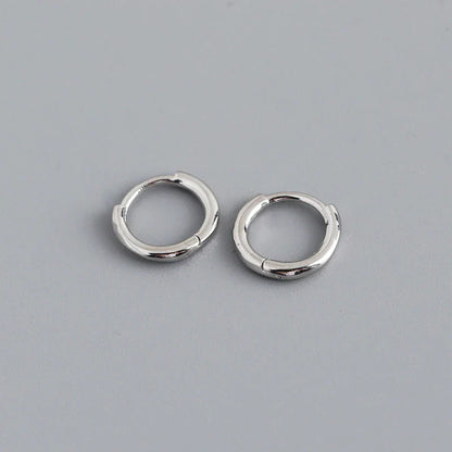 925 Sterling Silver Minimalist Glossy Circle Hoop Earrings for Women Fashion Simple Ear Bone Piercing Jewelry Accessories